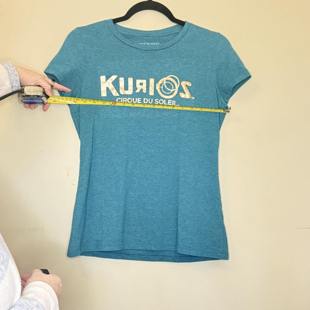 Cirque Du Soleil Shirt Womens Small Blue Kurios Graphic Slim Crew Neck Tee